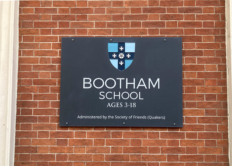 Bootham School sign