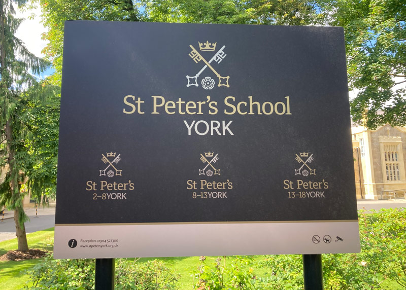 St Peter’s School sign